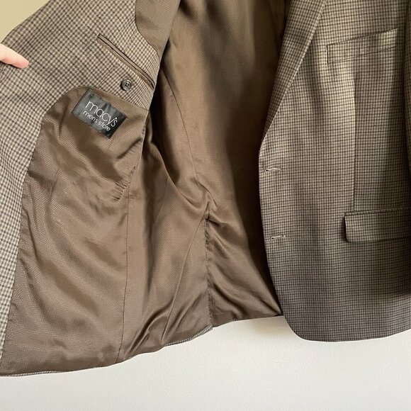 Michael Kors Men 44R Brown Houndstooth 2-Button Single Breast Blazer Sportcoat - Picture 10 of 12